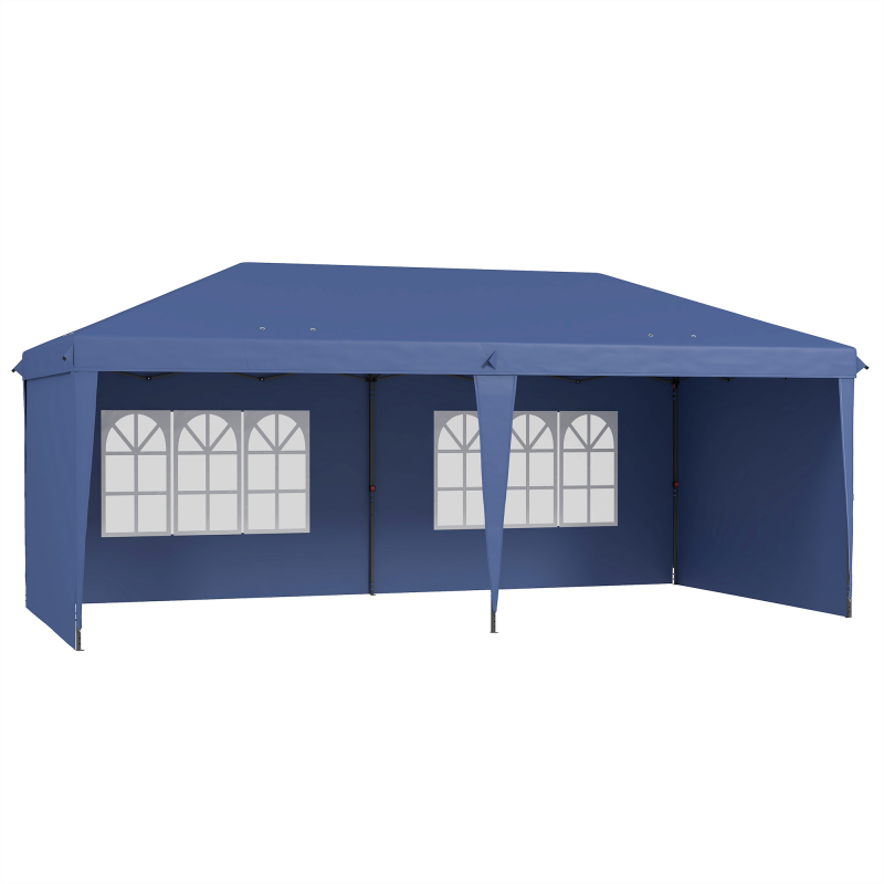 Outsunny Faltpavillon 6x3 m Pop-up mit 4 abnehmbaren Seitenwänden, Gartenpavillon mit 2 Sichtfenstern, Tragetasche, wasserdicht, UV-beständig, Pavillon für Camping, Partys, Außenbereich, Blau Aosom – Bild 1 von 2
