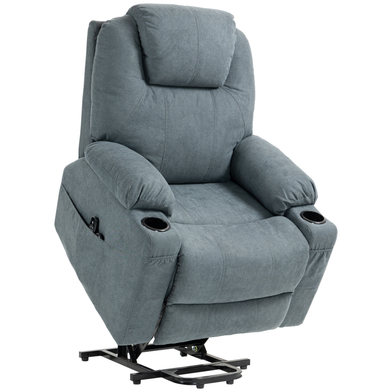 HOMCOM Massagesessel Aufstehhilfe, elektrisch, mit 8 Massagepunkten, Liegefunktion, Heizfunktion, Schaumstoff, 90x101x107cm, Dunkelgrau Aosom – Bild 1 von 2