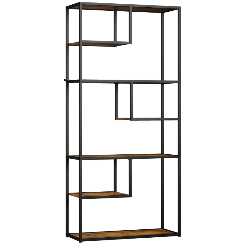 HOMCOM Bücherregal Standregal 7 Ebenen Aufbewahrungsregal Industriedesign Kippschutz für Wohnzimmer Schlafzimmer Rustikal Braun Aosom.de – Bild 1 von 2