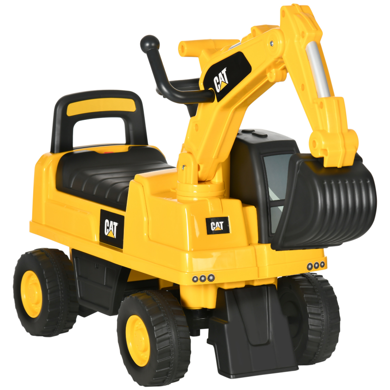 HOMCOM Sitzbagger Rutscherfahrzeug mit Schaufel & Hupe, für Kinder ab 12 Monaten, Gelb+Schwarz, 85x27,5x47,5cm Aosom – Bild 1 von 2