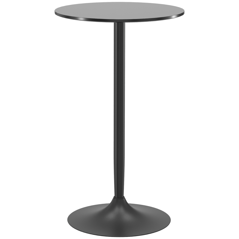 HOMCOM Bartisch Stehtisch runder Küchentisch für Wohnzimmer Esszimmer Stahl Schwarz Ø60 x 102 cm, modern & platzsparend Aosom.de – Bild 1 von 2