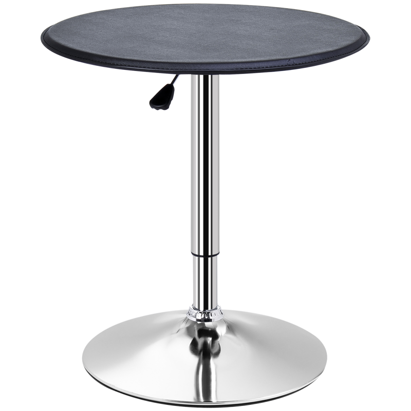 HOMCOM Bartisch Esstisch Stehtisch Tresentisch, Küchentisch für Wohnzimmer, Esszimmer, Chromstahl, Kunstleder, Schwarz, Ø63 x 67- 93 cm Aosom – Bild 1 von 2