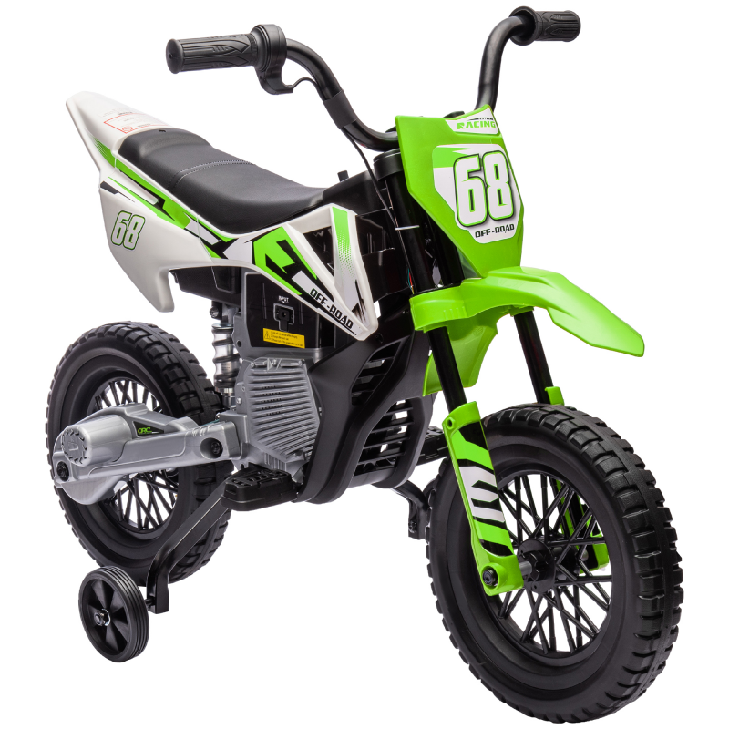 AIYAPLAY Kinder Elektro-Motorrad, 12V Kindermotorrad mit Musik, Kinderfahrzeug mit abnehmbar Trainingsrädern, 2,4-5 km/h, für 3-6 Jahre Kinder, max. 30 kg, Grün Aosom – Bild 1 von 2