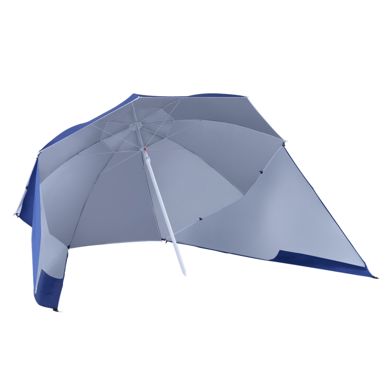 Outsunny Sonnenschirm mit Windschutz 2 in 1 Strandschirm & Strandmuschel, Blau, Φ210xH222cm Aosom – Bild 1 von 2