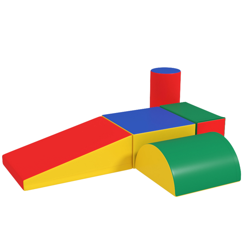 HOMCOM Softbausteine 5er-Set Schaumstoff Bausteine für Kinder 1-3 Jahre, Riesenbausteine Bauspielzeug Kunstleder EPE, weich & sicher Aosom.de – Bild 1 von 2