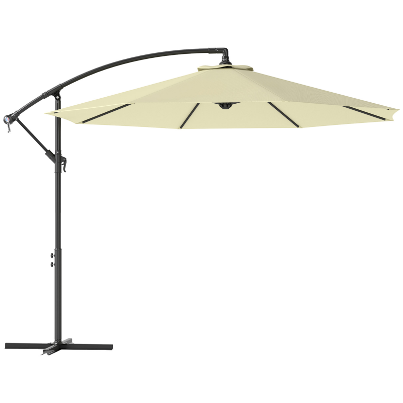 Outsunny Gartenschirm 3x3 m mit verstellbarem Dach, Kreuzfuß, Belüftungen, Kurbel, neigbarer Ausleger aus Stahl und Polyester, für Hof Terrasse, Beige Aosom – Bild 1 von 2