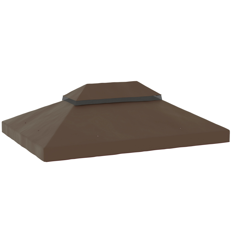 Outsunny Ersatzdach für Gartenpavillon 4x3 m, 2-lagig, wasserabweisende Abdeckung aus Oxford-Gewebe 370 g/m², UV-Schutz UPF30+, mit Abflussöffnungen, Kaffee Aosom – Bild 1 von 2