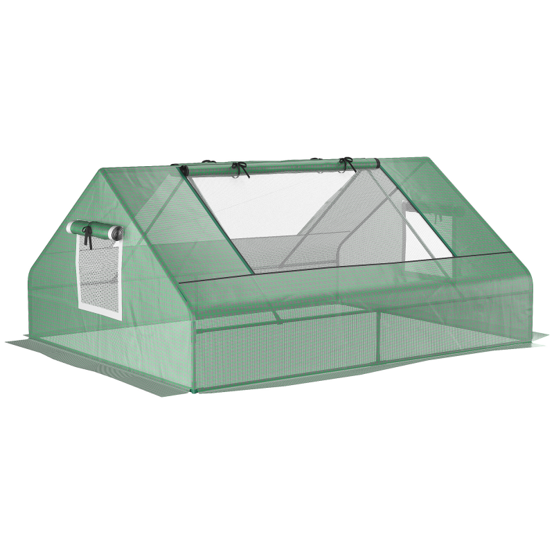 Outsunny Gewächshaus für Außen, 180x140x80 cm, Kleines Gewächshaus mit 2 aufrollbaren Türen, 2 Netzfenstern, Stahlrahmen und PE-Abdeckung 140 g/m² UV-beständig für Garten, Anbau, Pflanzen, Grün Aosom – Bild 1 von 2
