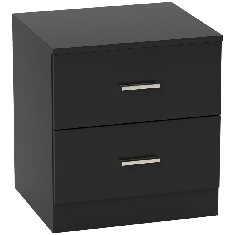 HOMCOM Moderner Nachttisch, Schlafzimmer-Nachttisch mit 2 Schubladen, Beistelltisch für Wohnzimmer, Schlafzimmer, 45x39,5x49 cm, Schwarz Aosom – Bild 1 von 2