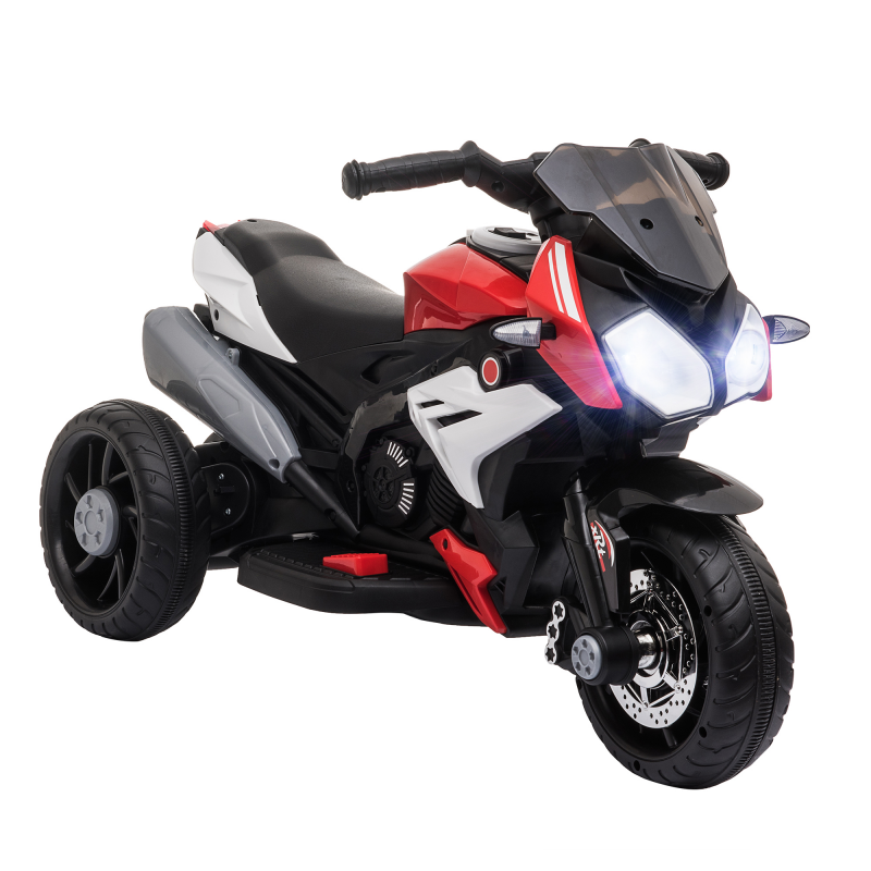 HOMCOM Kinder Elektromotorrad 6V Kindermotorrad Elektrofahrzeug mit Musik Scheinwerfer für Kinder 3-5 Jahre Kunststoff Metall Schwarz Rot 3kmh Aosom.de – Bild 1 von 2