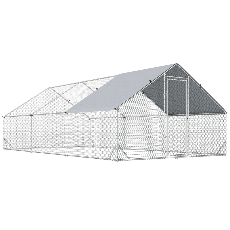 PawHut Hühnerstall, 3 x 6 x 2 m, Freilaufgehege XXL, Outdoor Geflügelstall mit Schatten, Dach, für 12-18 Hühner, Ente, Kaninchen, Stahl Aosom – Bild 1 von 2