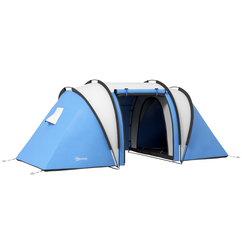 Outsunny Campingzelt für 4-5 Personen leicht wasserabweisend Familienzelt mit 3 Zimmer Seitentür Fenster, Zelt mit 3000mm Wassersäule Tunnelzelt Kuppelzelt für Camping Reise Garten Aosom – Bild 1 von 2