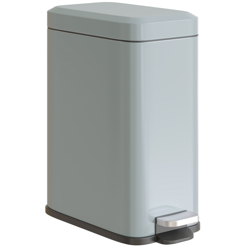 HOMCOM Mülleimer 5L Treteimer Kosmetikeimer Abfalleimer mit Deckel und Fußpedal, Müllbehälter mit Inneneimer, Badezimmer-Mülleimer für Wohnzimmer, Büro, Metall, Grau, 29,2 x 14 x 32 cm Aosom – Bild 1 von 2