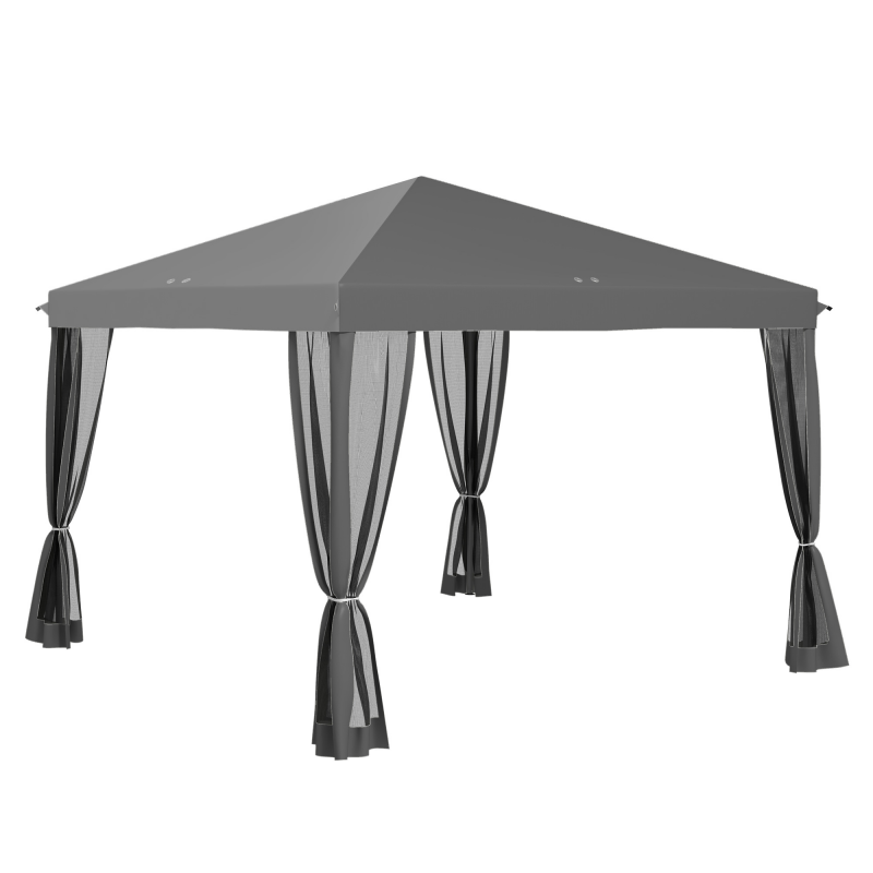 Outsunny Faltpavillon Pavillon Faltzelt 3x3m mit Seitenwänden inkl. Tragetasche Metall und Oxford hellgrau und schwarz für Garten und Veranstaltungen Aosom.de – Bild 1 von 2