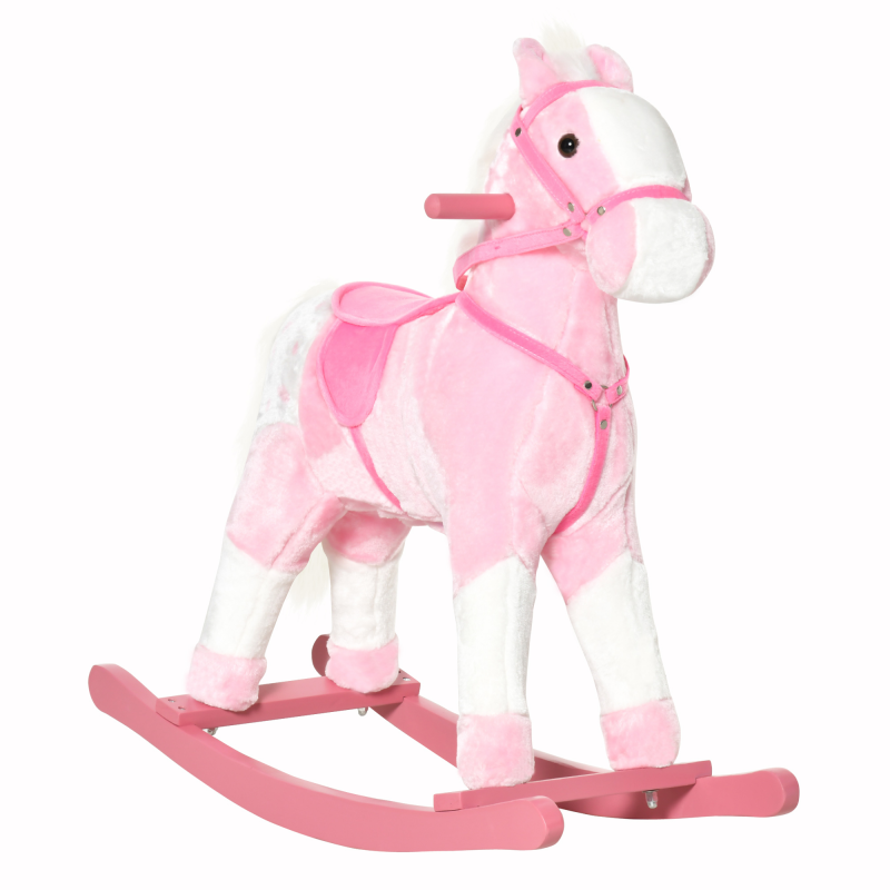 HOMCOM Schaukelpferd Schaukeltier Spielzeug rosa 74x28x65cm für Kinder, sicheres & lustiges Schaukeln Aosom.de – Bild 1 von 2