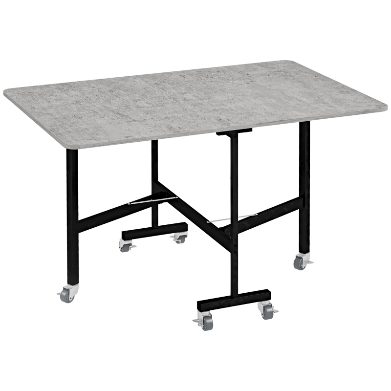 HOMCOM Klappbarer Esstisch mit Rollen für 4-6 Personen, Stahlbeine, ausziehbar 52,5-120 x 80 x 73 cm, ideal für Küche & Esszimmer Aosom.de – Bild 1 von 2