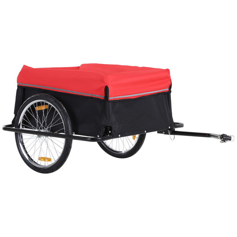 HOMCOM Lastenanhänger Transportanhänger 2-Rad Lasten-Fahrradanhänger Schwarz Rot, robust & vielseitig für Fahrradtouren Aosom.de – Bild 1 von 2