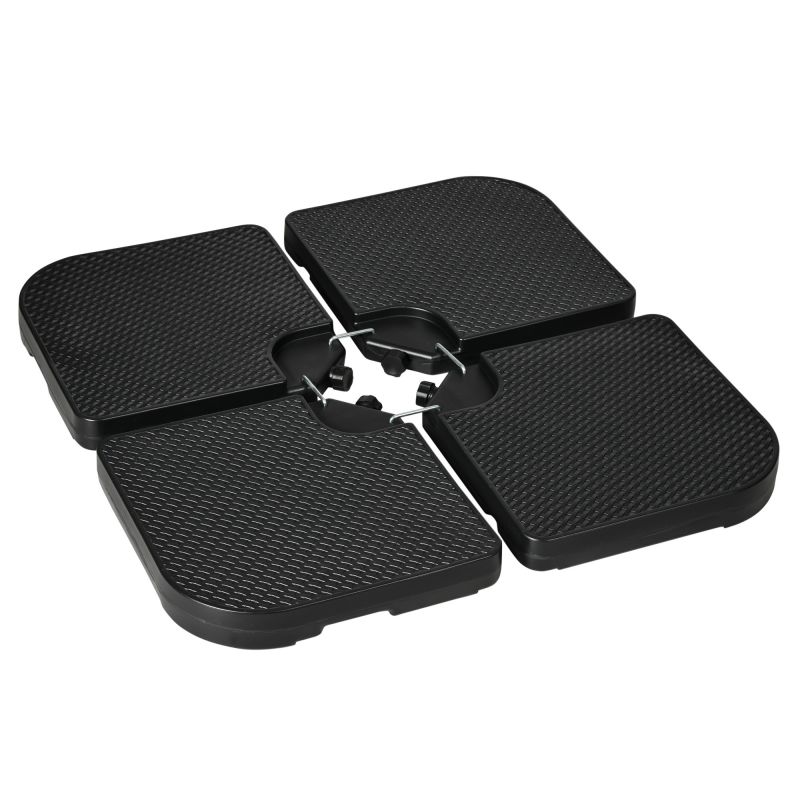 Outsunny 4-tlg Sonnenschirmgewicht wetterfest für Ampelschirm mit 80 kg Sand oder 60 kg Wasser befüllbar, mit Griff, HDPE Schwarz Aosom.de – Bild 1 von 2