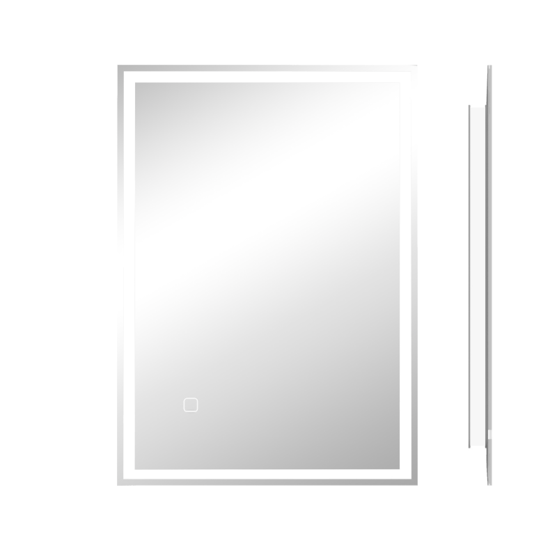 HOMCOM Badspiegel mit Beleuchtung 70 x 50 cm LED Spiegel mit Memory-Funktion Wandspiegel mit Touchschalter, Beschlagfreier Lichtspiegel mit 3 Lichtfarben Weiß Aosom – Bild 1 von 2
