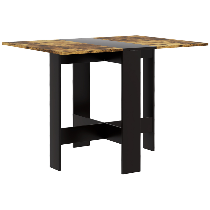 HOMCOM Klappbarer Esstisch, Klappbarer Küchentisch mit Klappflügeln, für Wohnzimmer, Kleine Räume, 103x76x73,5 cm, Schwarz und Rustikales Braun Aosom – Bild 1 von 2