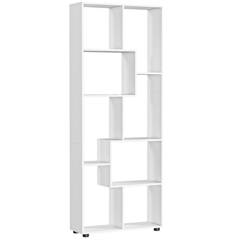 HOMCOM Bücherregal mit 8 Fächer Würfelregal Aufbewahrungsregal Wohnzimmer Schlafzimmer Büro E1 Spanplatte Weiß 70 x 24 x 178 cm Aosom – Bild 1 von 2