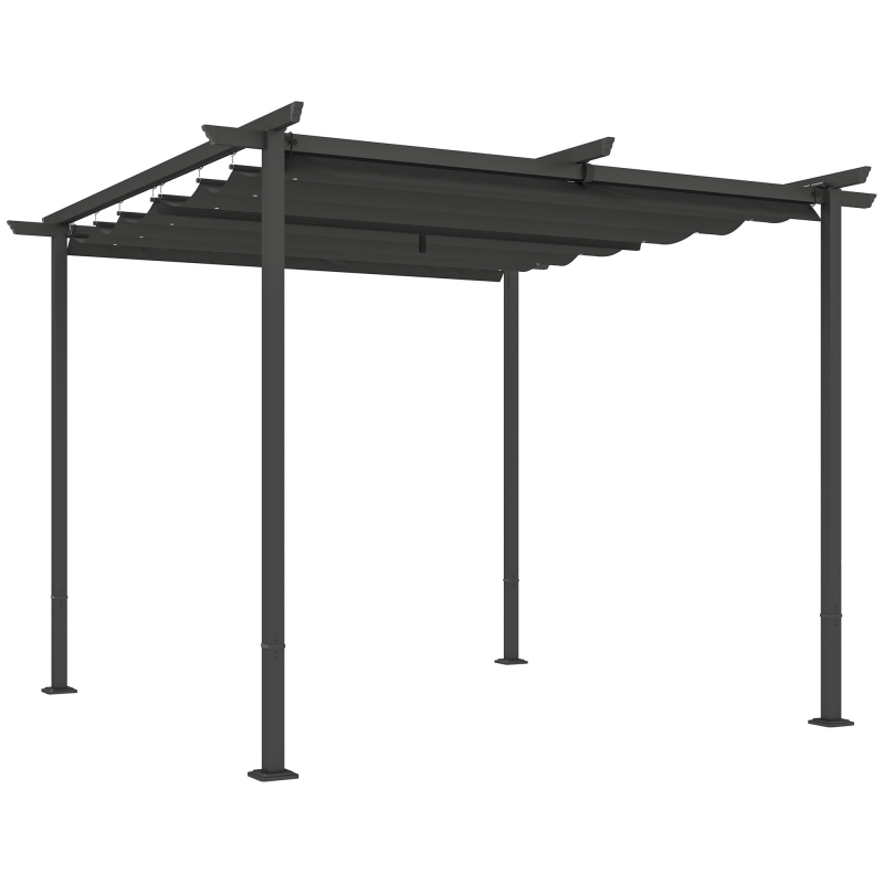 Outsunny Pergola 3x3m Garten Pavillon Terrassendachung aus Metall, Gartenpavillon mit Verstellbares Dach, UV Schutz 30+ Freistehender Sonnenschutz für Terrasse und Garten, Dunkelgrau Aosom – Bild 1 von 2