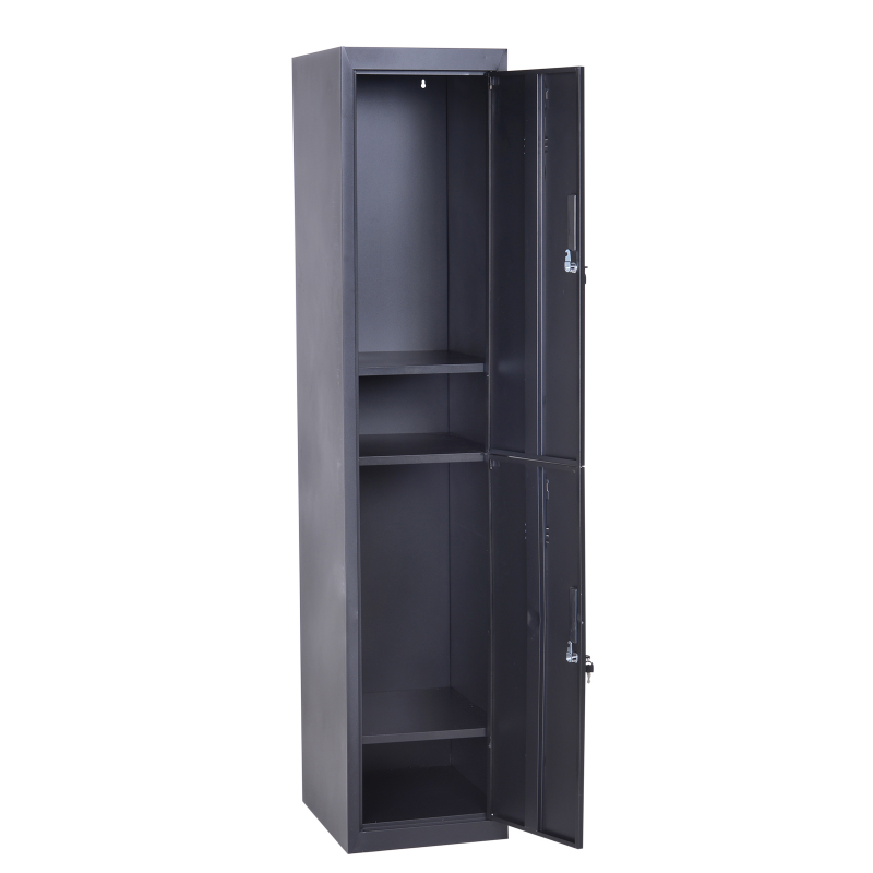 Vinsetto Spindschrank mit 4 Fächern, Metallschließfach mit 2 abschließbaren Türen (2 Schlüssel), Kleiderstange, Aufbewahrungsschrank für Büro, Garage, Schule, 38 x 46 x 180 cm, schwarz Aosom – Bild 1 von 2