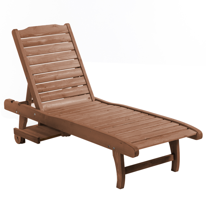 Outsunny Sonnenliege klappbar aus Tannenholz, mobile Gartenliege in Braunrot, perfekt für Strand & Garten Aosom.de – Bild 1 von 2