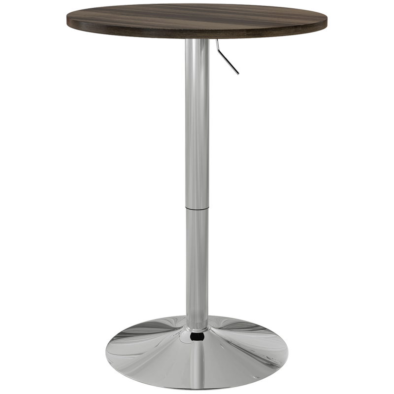 HOMCOM Hochtisch Küche, Runder Bartisch für 2 Personen, Höhenverstellbar 69-91 cm, 360° Drehbare Tischplatte, Stahlfuß, für Wohnzimmer, Esszimmer, Küche, 60x60x91 cm, Nussbaum Aosom – Bild 1 von 2