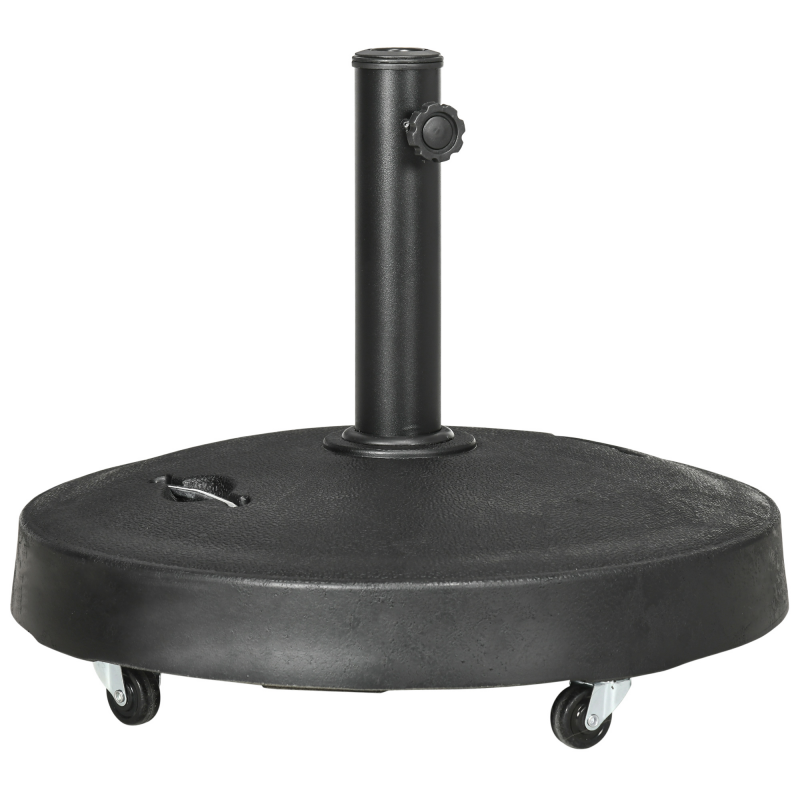 Outsunny Sonnenschirmständer 23,5kg mobiler Schirmhalter mit Rollen für Ø38/48mm Stangen Kunstharz für Garten Balkon Schwarz Aosom.de – Bild 1 von 2