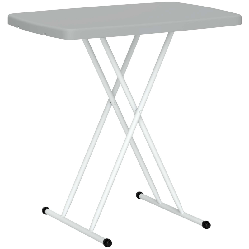 Outsunny Klappbarer Gartentisch mit höhenverstellbarer Funktion, Beistelltisch für den Außenbereich mit HDPE-Platte, Metallgestell, für Balkon und Terrasse, 76x50x74 cm, Dunkelgrau Aosom – Bild 1 von 2