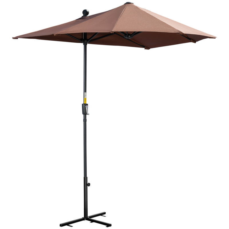 Outsunny Wand-Gartenschirm 200x190x240 cm Terrassenschirm mit Kurbel, Stahlmast und Kreuzfuß, UV-beständig für Terrasse & Balkon, Kaffee Aosom – Bild 1 von 2