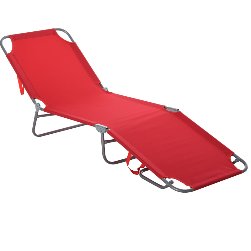 Outsunny Sonnenliege klappbar mit mehrfach verstellbarer Rückenlehne aus Metall und Polyester in Rot Aosom – Bild 1 von 2
