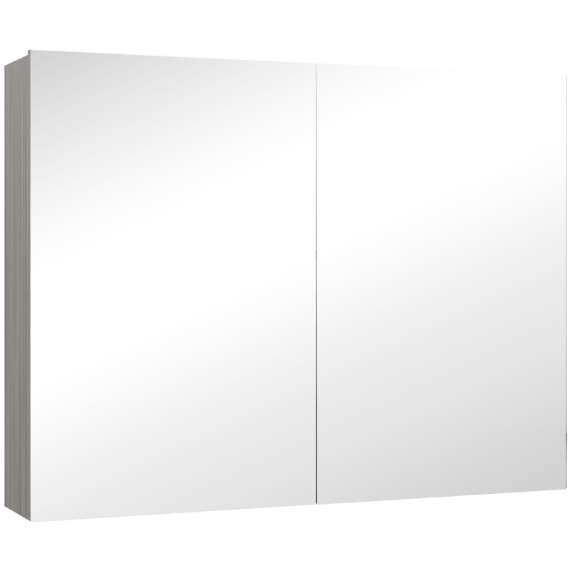 HOMCOM Wandschrank für Badezimmer mit Spiegel, 80 x 15 x 60 cm, Badezimmerschrank mit Doppeltüren und verstellbaren Regalen, grau Aosom – Bild 1 von 2