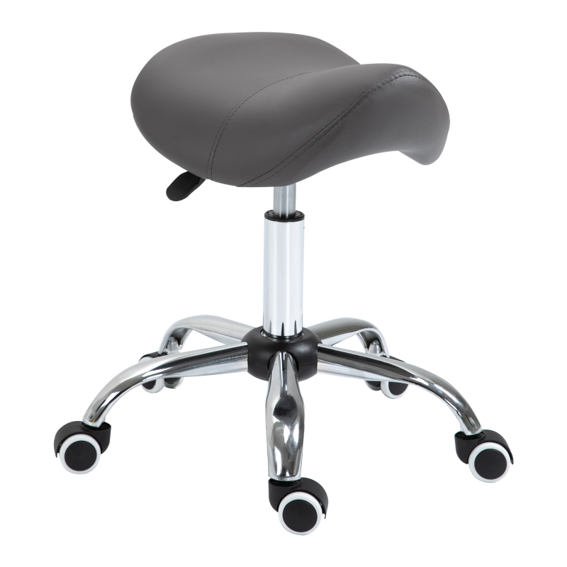 HOMCOM Rollhocker Höhenverstellbarer Arbeitshocker mit Rädern, Drehbar, Kunstleder, Grau Aosom – Bild 1 von 2