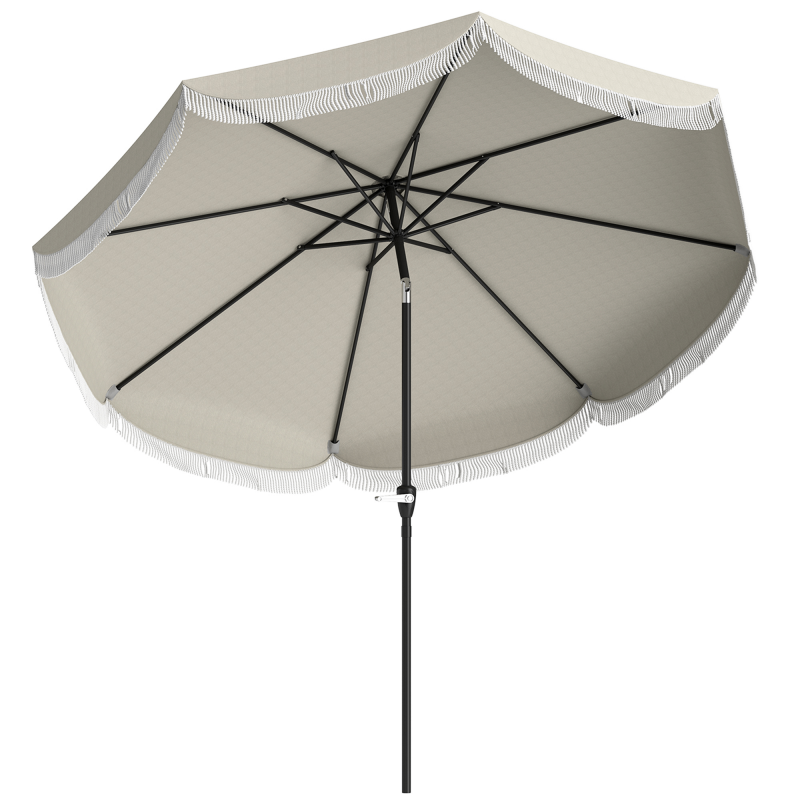Outsunny Sonnenschirm Garten Neigbar 2,7x2,7 m mit Kurbel, Runder Außenschirm mit 8 Streben, Metall und Polyester, für Hof/Balkon, UV 30+, Hellgrau Aosom – Bild 1 von 2