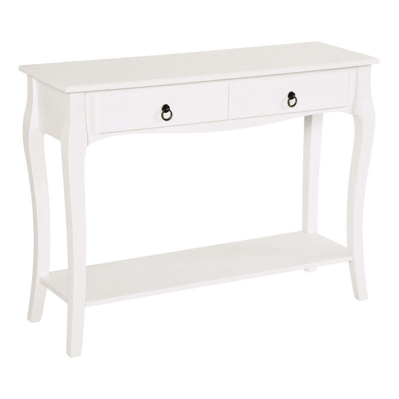 HOMCOM Konsolentisch Konsole Sideboard mit 2 Schubladen Holzfüße Flur Weiß 100x33x75cm Aosom – Bild 1 von 2