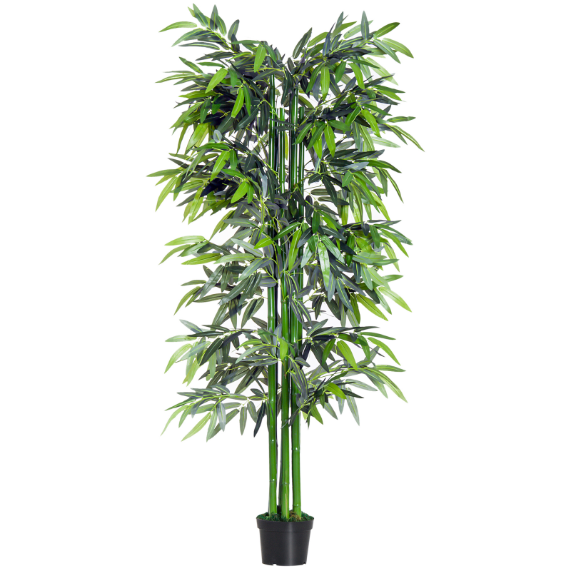 Outsunny Künstliche Pflanze 180 cm Kunstbambusbaum mit Übertopf, täuschend echt, pflegeleicht, ideal für Wohnräume Aosom.de – Bild 1 von 2