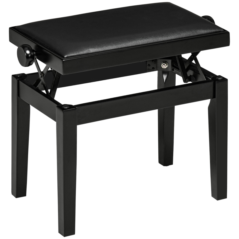 HOMCOM Klavierhocker Höhenverstellbare Klavierbank mit Lederkissen, Kunstleder, Gummiholz, Schwarz, 63 x 33 x 45-56 cm, ideal für Pianisten Aosom.de – Bild 1 von 2