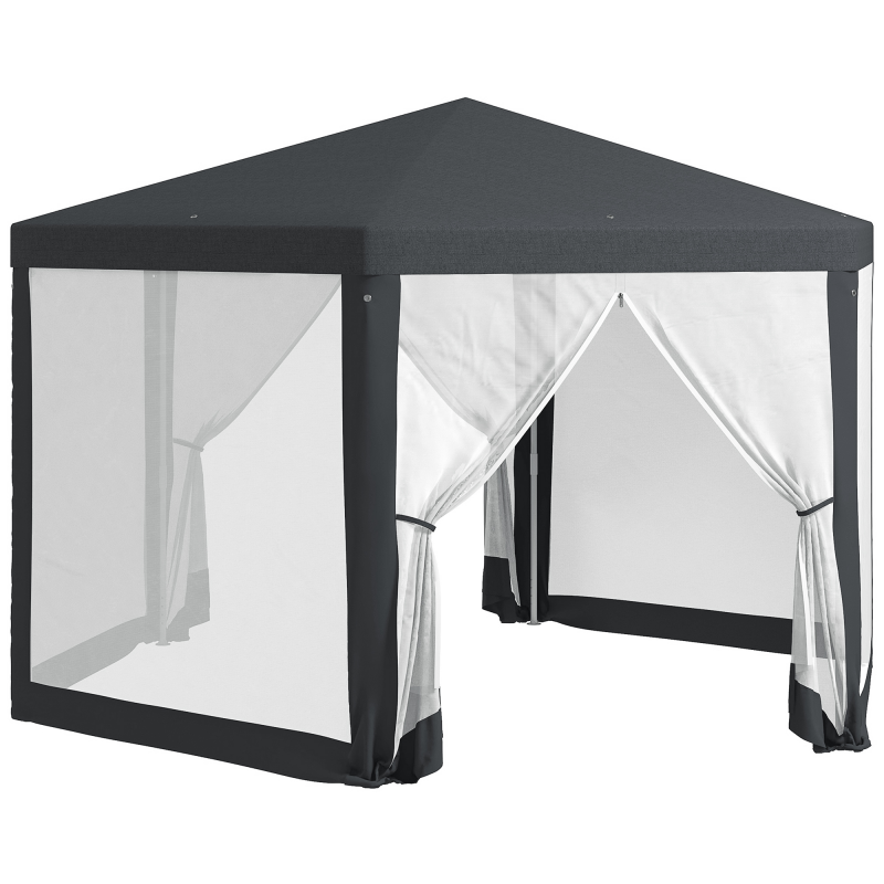Outsunny Pavillon 4x4 m Gartenpavillon mit Moskitonetz, 6-eckig, Partyzelt aus Polyester & Metall, dunkelgrau für Gartenfeste Aosom.de – Bild 1 von 2