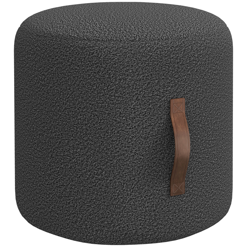 HOMCOM Sitzhocker Fußhocker runder Polsterhocker Ottomane mit Griff Fußstütze für Wohnzimmer Schlafzimmer dunkelgrau Ø48 x 45 cm Aosom.de – Bild 1 von 2