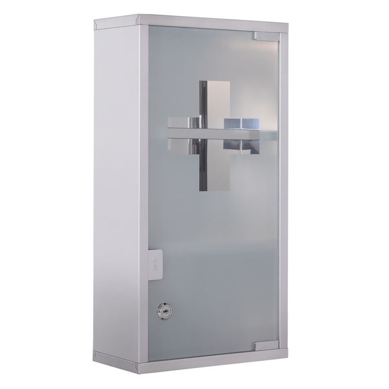 HOMCOM Medizinschrank Medikamentenschrank Arzneischrank 3 Fächer Hausaoptheke Edelstahl 25 x 12 x 48cm Aosom – Bild 1 von 2