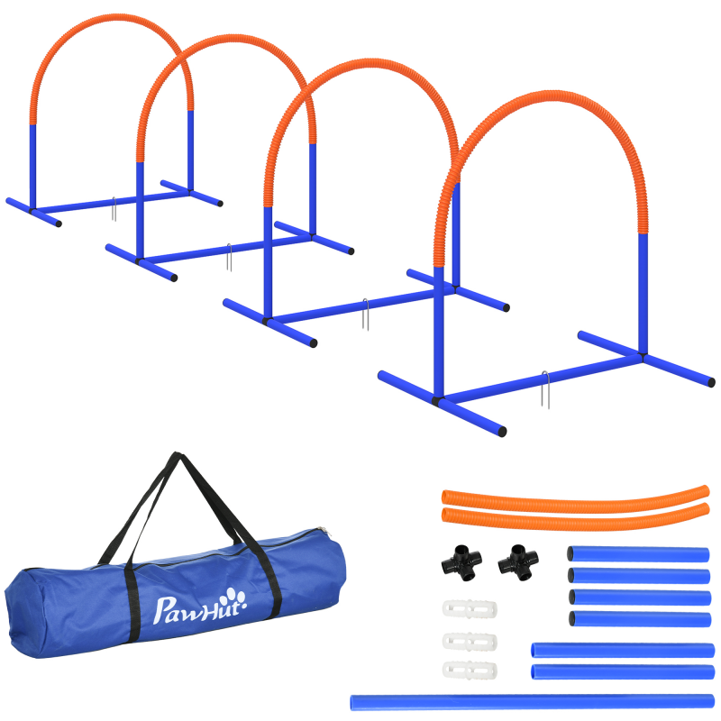 PawHut Hunde Agility Trainingsset 4-teilig mit Tragetasche Blau Orange 88 x 64 x 95 cm für effektives Hundetraining und Spielspaß Aosom.de – Bild 1 von 2
