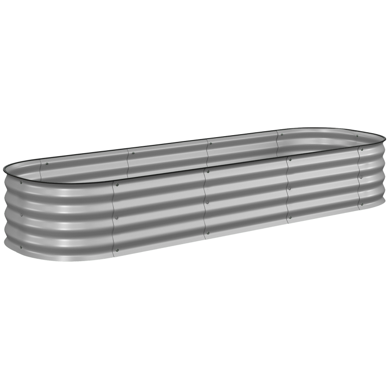 Outsunny Hochbeet Metall Pflanzkasten 195x62x30cm DIY Blumenkasten mit offenem Boden für Garten Balkon Silber Aosom.de – Bild 1 von 2