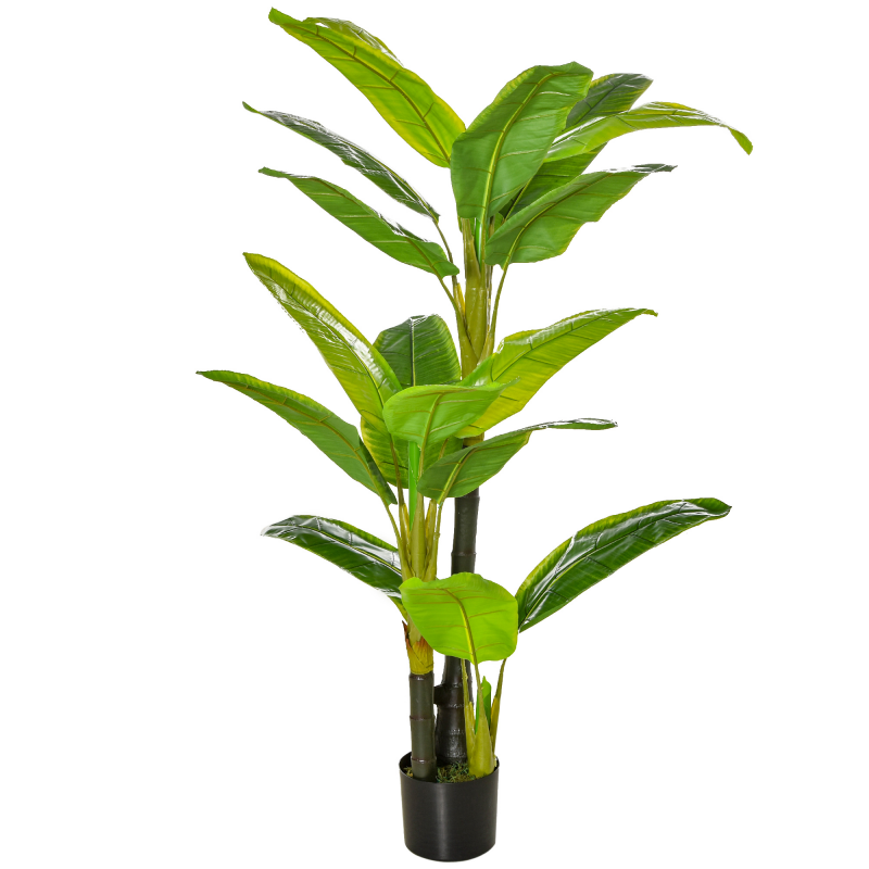 HOMCOM künstlicher Bananenbaum Dekorative Kunstpflanze 150 cm für Innen & Außen im Kunststofftopf pflegeleicht Aosom.de – Bild 1 von 2