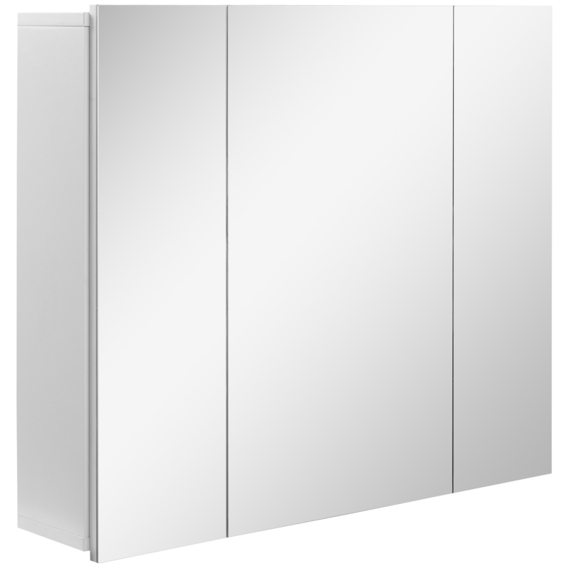 kleankin Spiegelschrank Badezimmerschrank Wandschrank für Badezimmer 3-Türig Badezimmerspiegel Weiß 70 x 15 x 60 cm Aosom – Bild 1 von 2