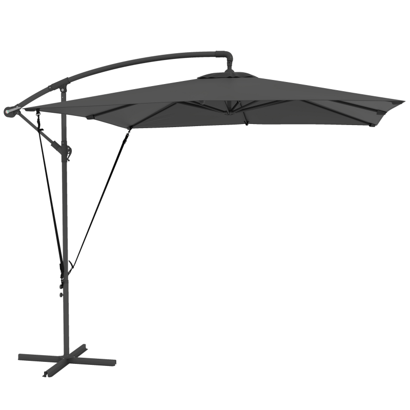 Outsunny Ampelschirm 2,47x2,47 m, neigbar, mit Kreuzfuß, windfeste Leinen, Schutzabdeckung, für Pool und Terrasse, UV-Schutz, Dunkelgrau Aosom – Bild 1 von 2