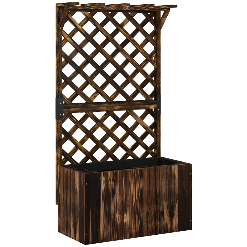Outsunny Hochbeet Pflanzkasten mit Rankgitter Dach Spalier Pflanzkübel Blumenkasten Holz, Gartenspalier 64 x 33 x 122cm für Garten Balkon Terrasse, Blumenkübel für Kletterpflanzen Korbpflanzen, Blumen Aosom – Bild 1 von 2