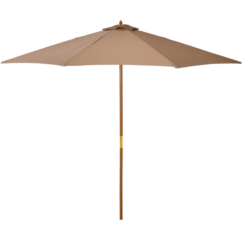 Outsunny Sonnenschirm Holz 300 cm Holzschirm Gartenschirm Balkonschirm Bambus Khaki Aosom – Bild 1 von 2