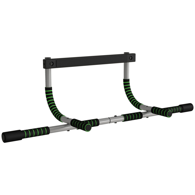 HOMCOM Multifunktionale Klimmzugstange Wand-Klimmzugstange mit rutschfesten Griffen Tragkraft 110 kg für Fitness und Heimtraining Grau und Schwarz Aosom – Bild 1 von 2